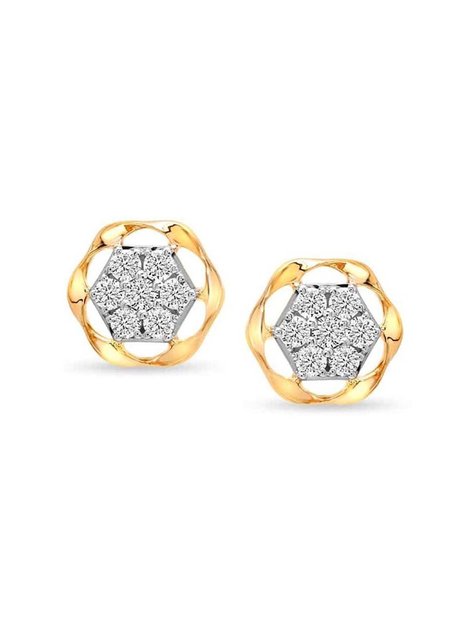 Mia By Tanishq Nature's Finest 14k Gold Hexa Sparkle Stud Earrings