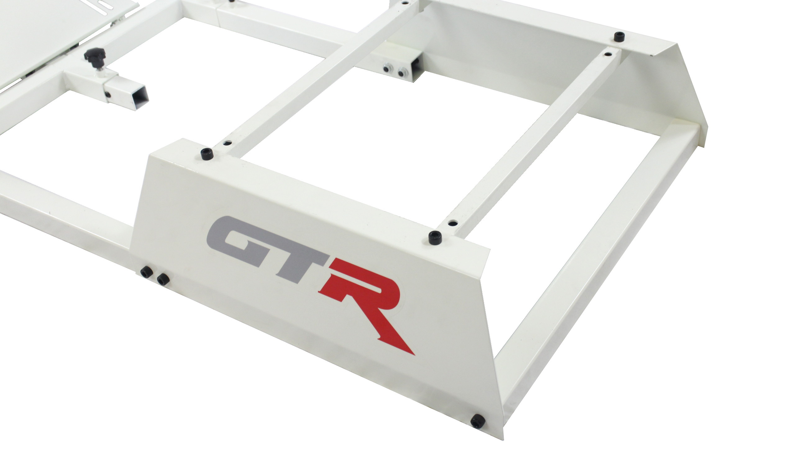 GTR Simulator GTAF-WHT-S105LBK - GTA-F Model (White) Triple or Single Monitor Stand with Black Adjustable Leatherette Seat, Racing Simulator Cockpit Gaming Chair Single Monitor Stand