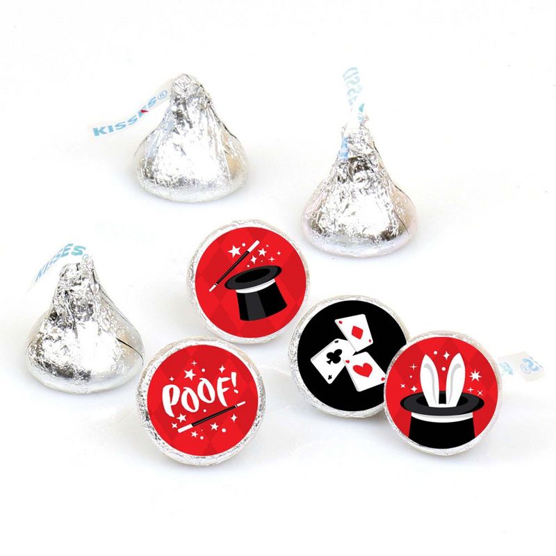 Big Dot of Happiness Ta-Da, Magic Show - Magical Birthday Party Round Candy Sticker Favors - Labels Fit Hershey's Kisses (1 sheet of 108)