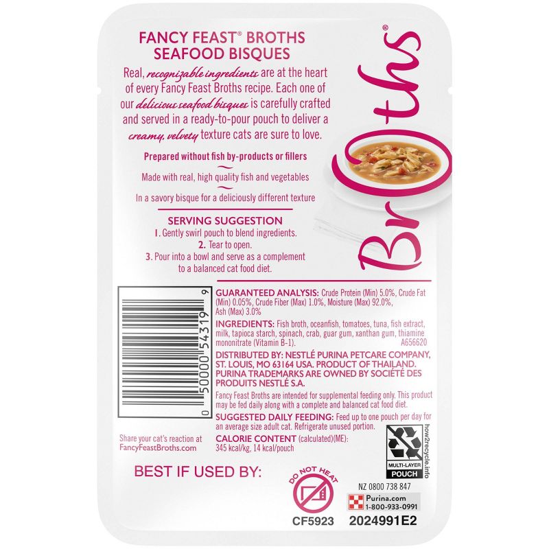 Fancy Feast Broths Seafood Bisque and Accents of Real Crab Wet Cat Food - 1.55oz