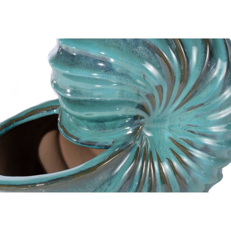 9.75" Handmade Glazed Ceramic Seashell Statue Blue - Alfresco Home LLC