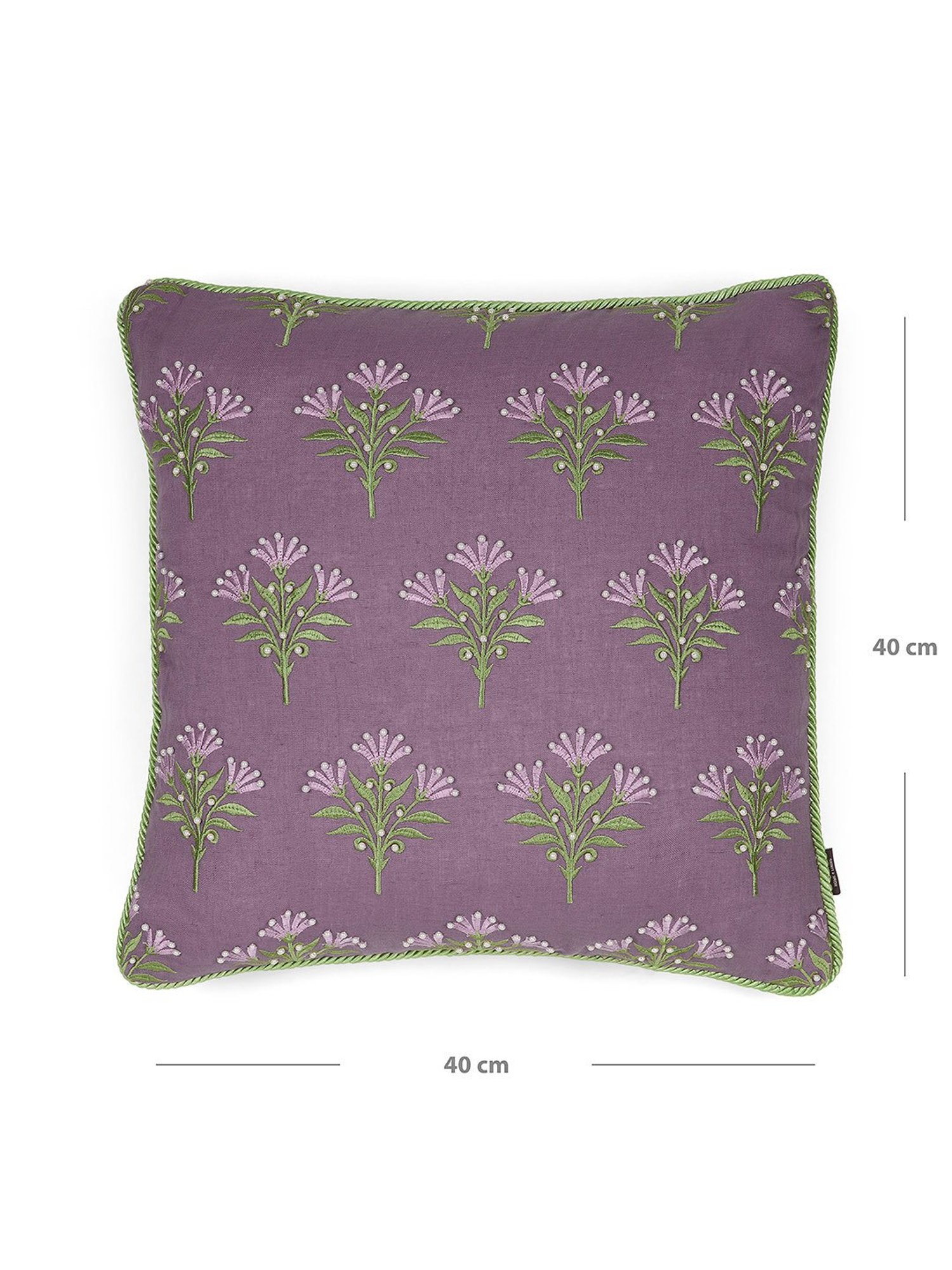 Pure Home and Living Purple Linen Embroidery Cushion Covers
