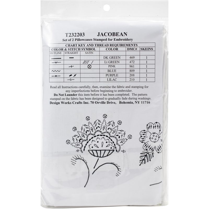 Tobin Stamped For Embroidery Pillowcase Pair 20"X30"-Jacobean