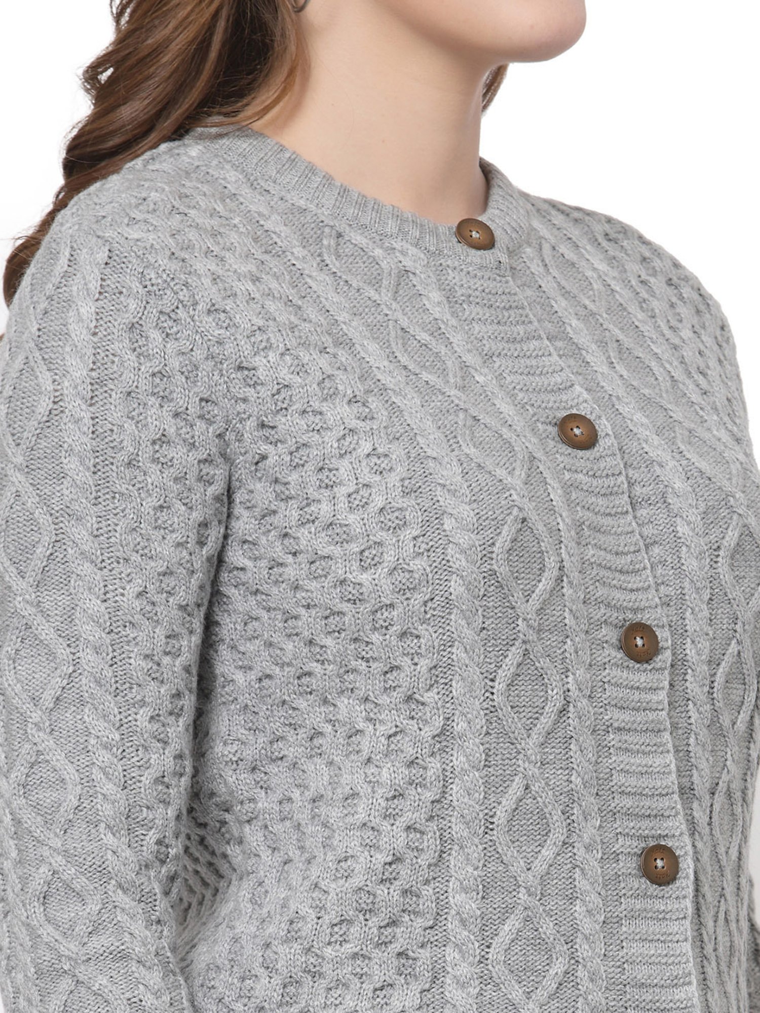 Kalt Light Grey Cable Design Sweater