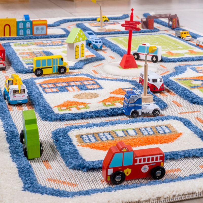 IVI 3D Play Carpets 121MD033MA80120 44.5 x 31.5 Inch Traffic Educational Toddler Mat Rug for Bedroom, Kids Den, or Playroom, Small