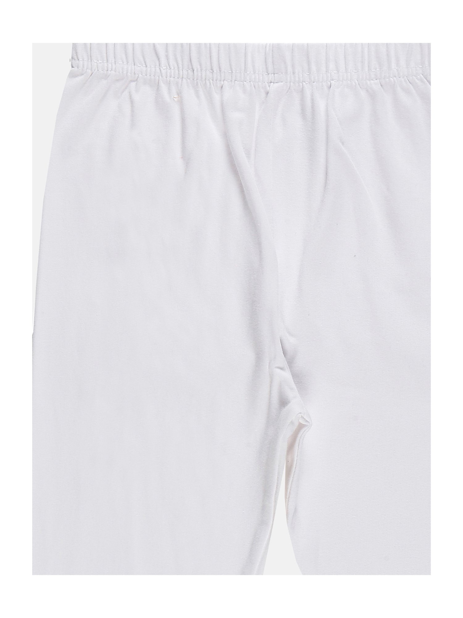 Kiddopanti Girls White & Mustard Solid Leggings (Pack Of 2)