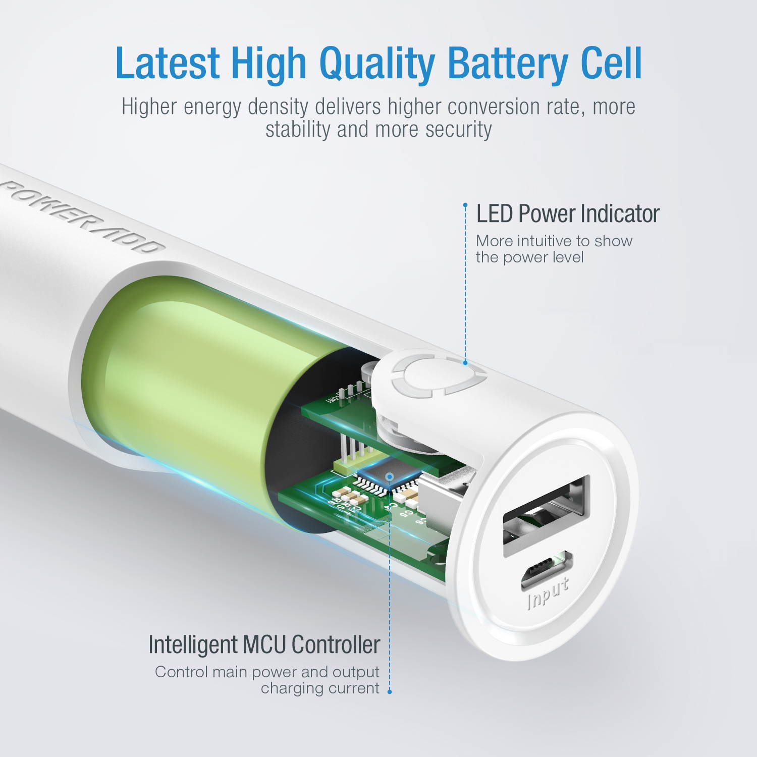 Poweradd Power Bank EnergyCell 5000 High-Speed Charging Portable Charger 5000mAh Slim External Battery with 2.4A Output, for iPhone XS, Samsung S9 Cell Phone, Pink