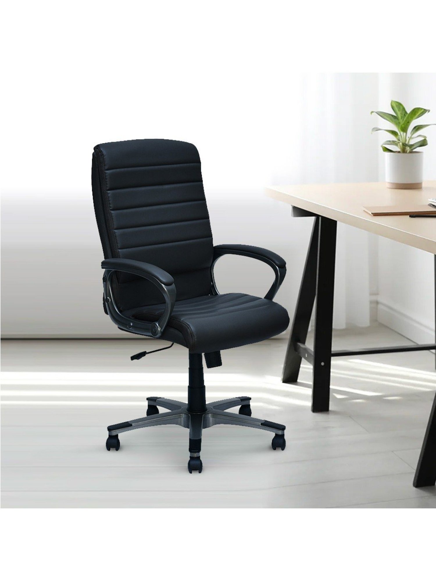 Nilkamal Bold Cream PU Leather Office Chair