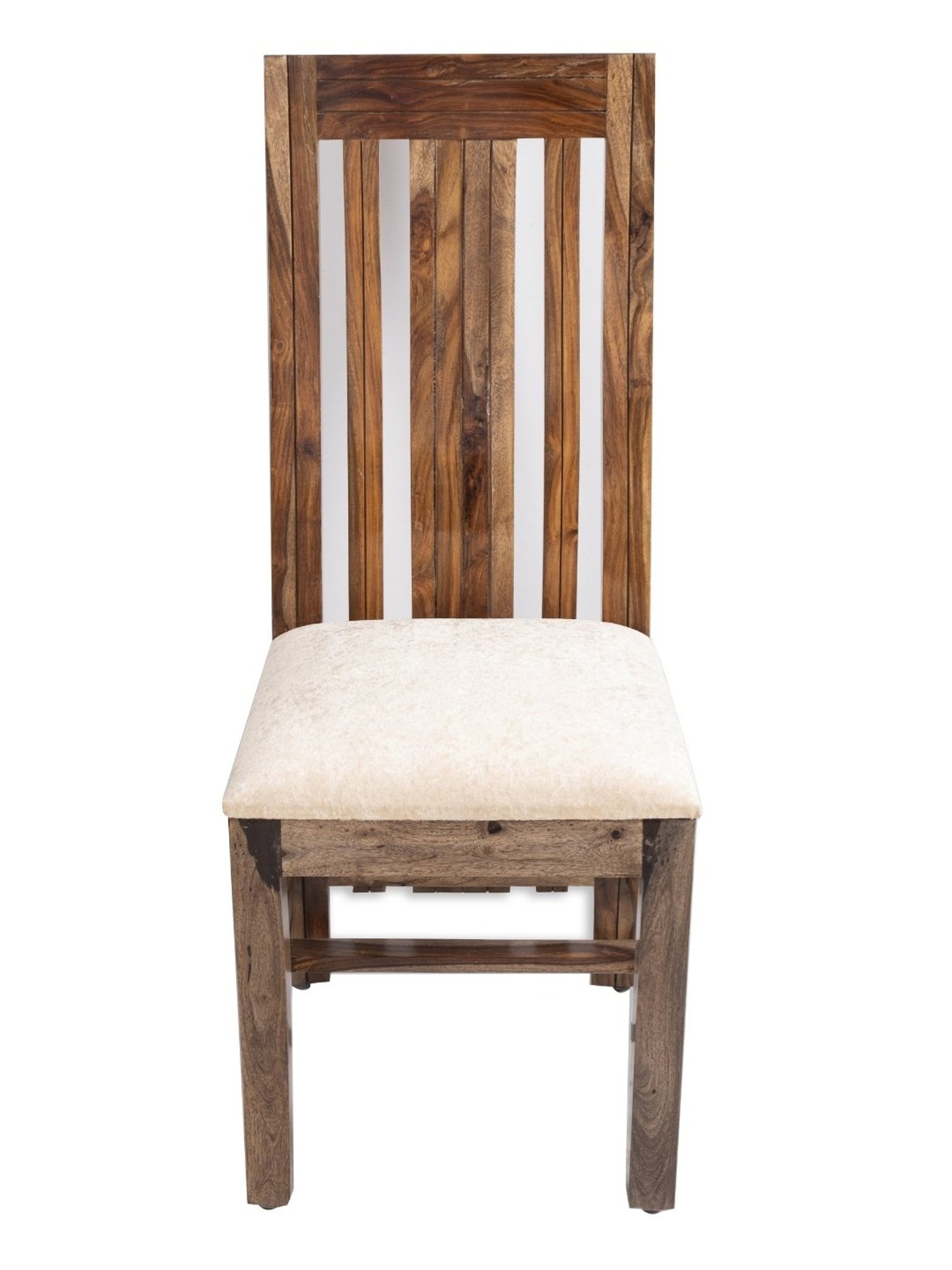 Ikiriya Columbus Solid Brown & Beige Wood Dining Chair Teak Finish