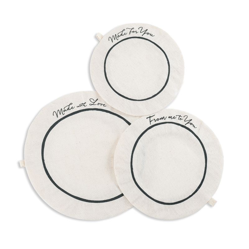DEMDACO Made with Love Dish Covers Set of 3 11 x 11 - White