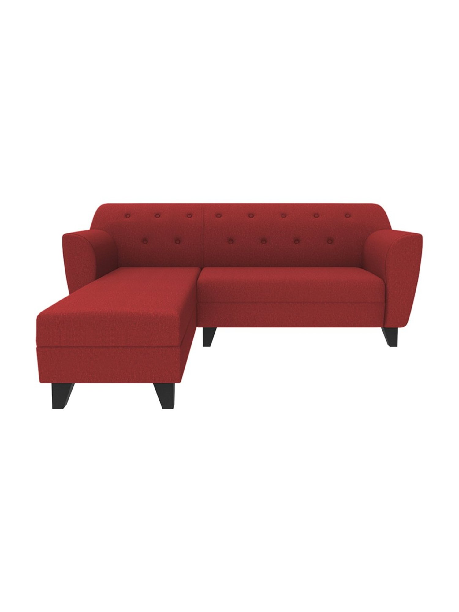 Trevi Red Fabric & Neem Wood 5 Seater LHS Sectional Sofa
