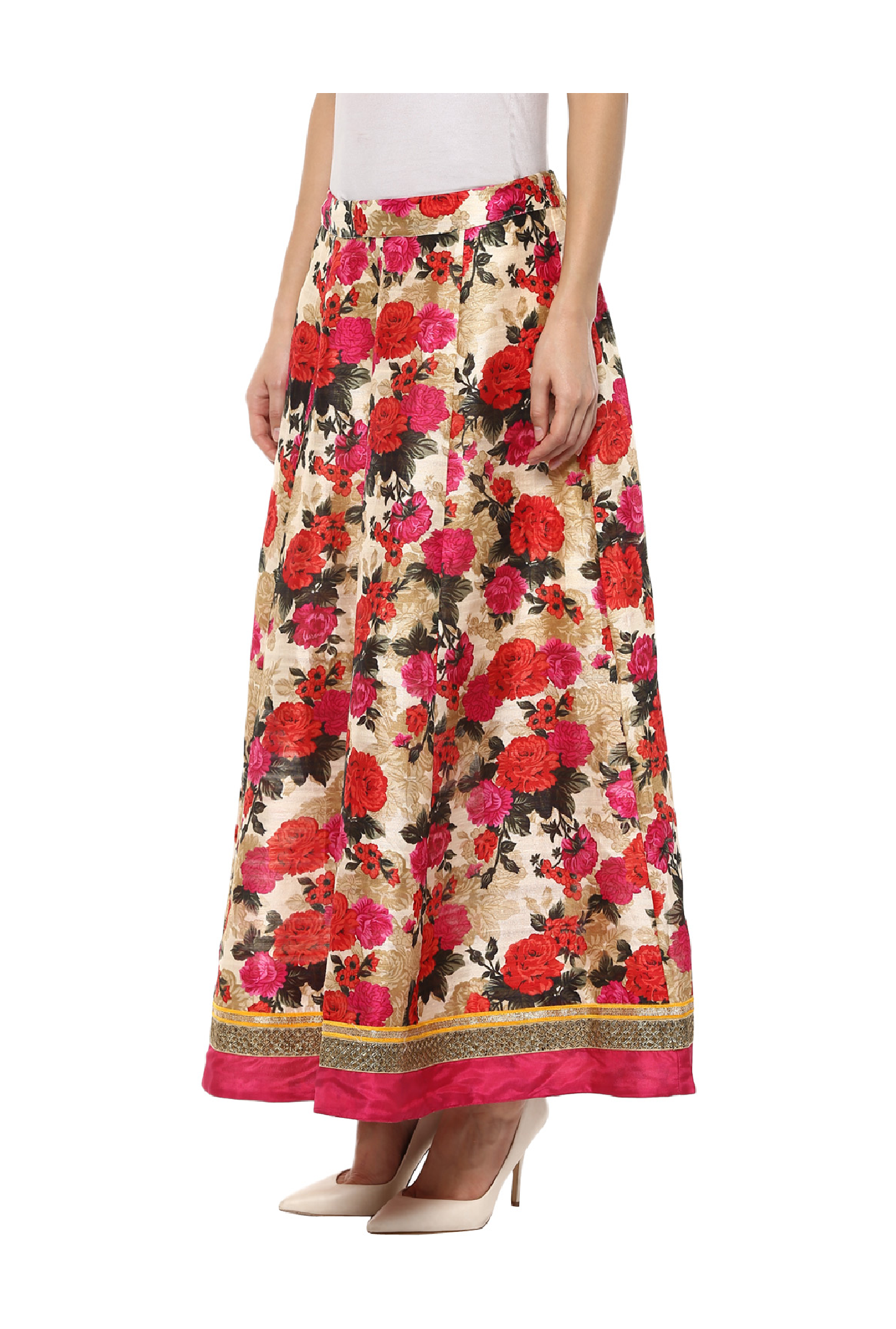 Fusion Beats Pink Floral Print Maxi Skirt