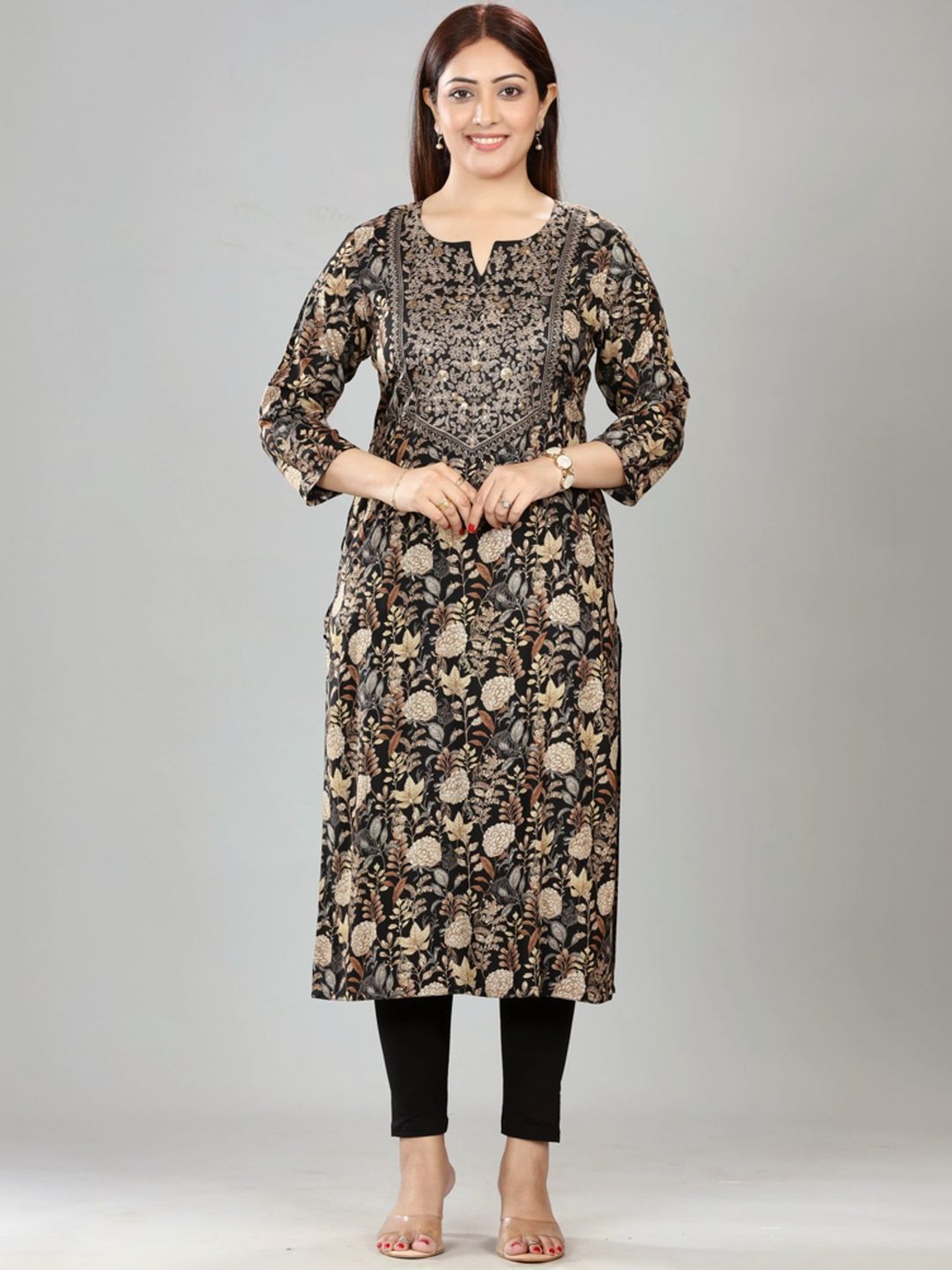 Cotton Culture Black Embroidered Straight Kurta