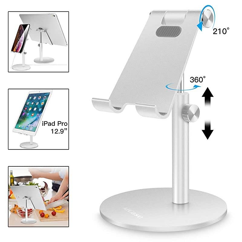 Adjustable TabletPhone Stand Telescopic Adjustable iPad Stand HolderUniversal Multi Angle Aluminum Stand Compatible with iPhone Smart Cell PhoneTabletiPad413 inch Silver