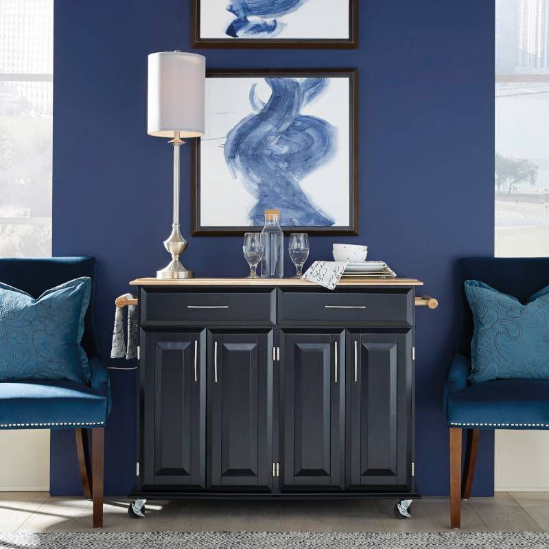 Dolly Madison Kitchen Island Cart Wood/Black/Natural - Home Styles