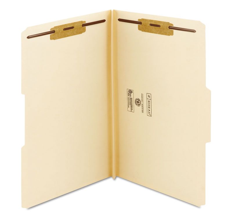 Smead 1 1/2 Inch Expansion Folders Two Fasteners 1/3 Top Tab Legal Manila 50/Box 19595