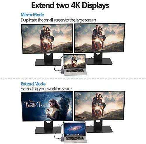 USB C Hub for MacBook Pro,9 in 1 Mabook Pro Docking Station USB to Dual HDMI 4K USB C to USB 3.0 Adapter with 100W PD Charging Type C SD/TF Uhs-II Card Reader,Compatible with MacBook Pro/Air