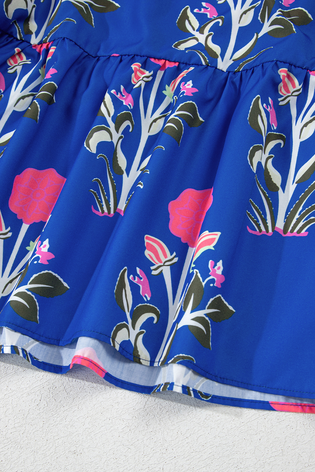 Multicolour Floral Print Split Neck Midi Dress