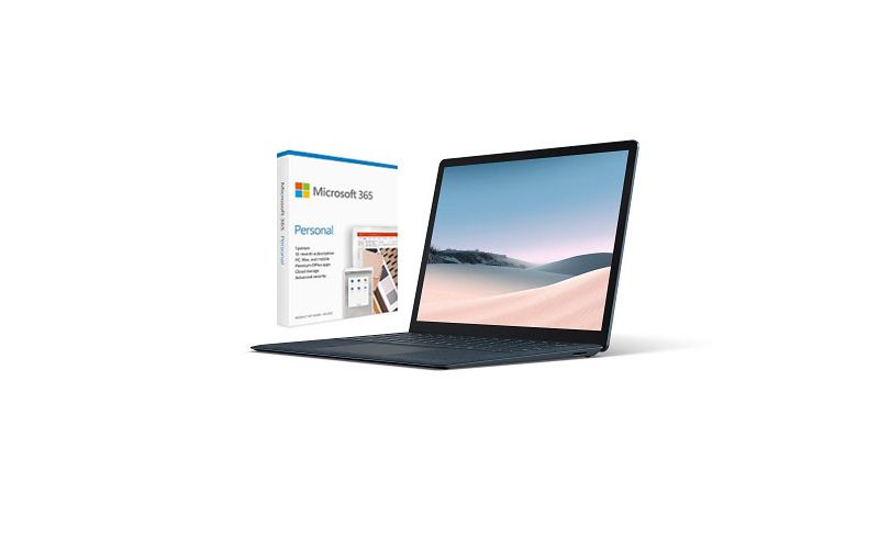 Microsoft Surface Laptop 3 13.5" Intel Core i5 8GB RAM 256GB SSD Cobalt Blue with Alcantara + Microsoft 365 Personal 1 Year Subscription For 1 User