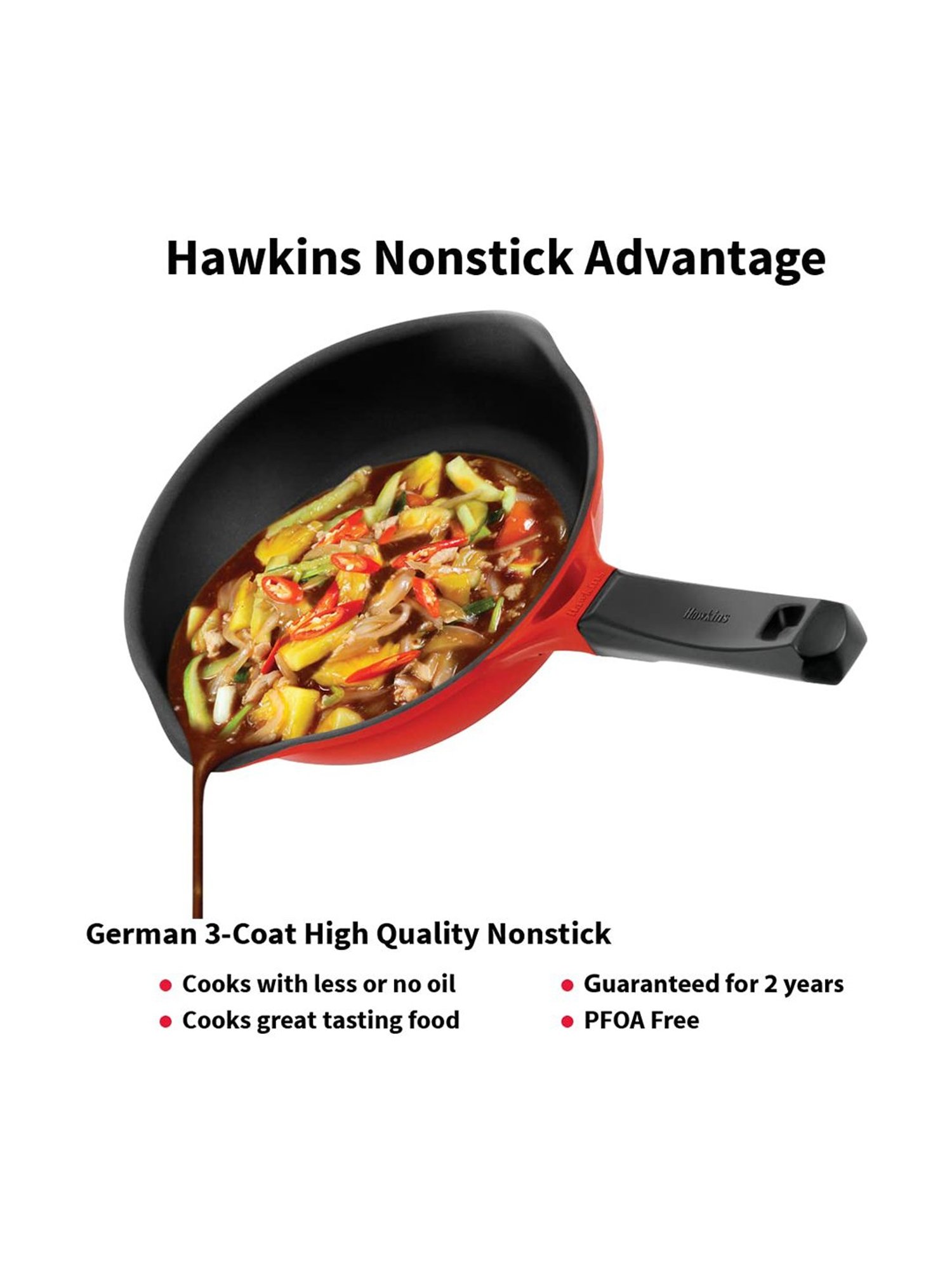 Hawkins Red Aluminium Frying Pan - 24 cm