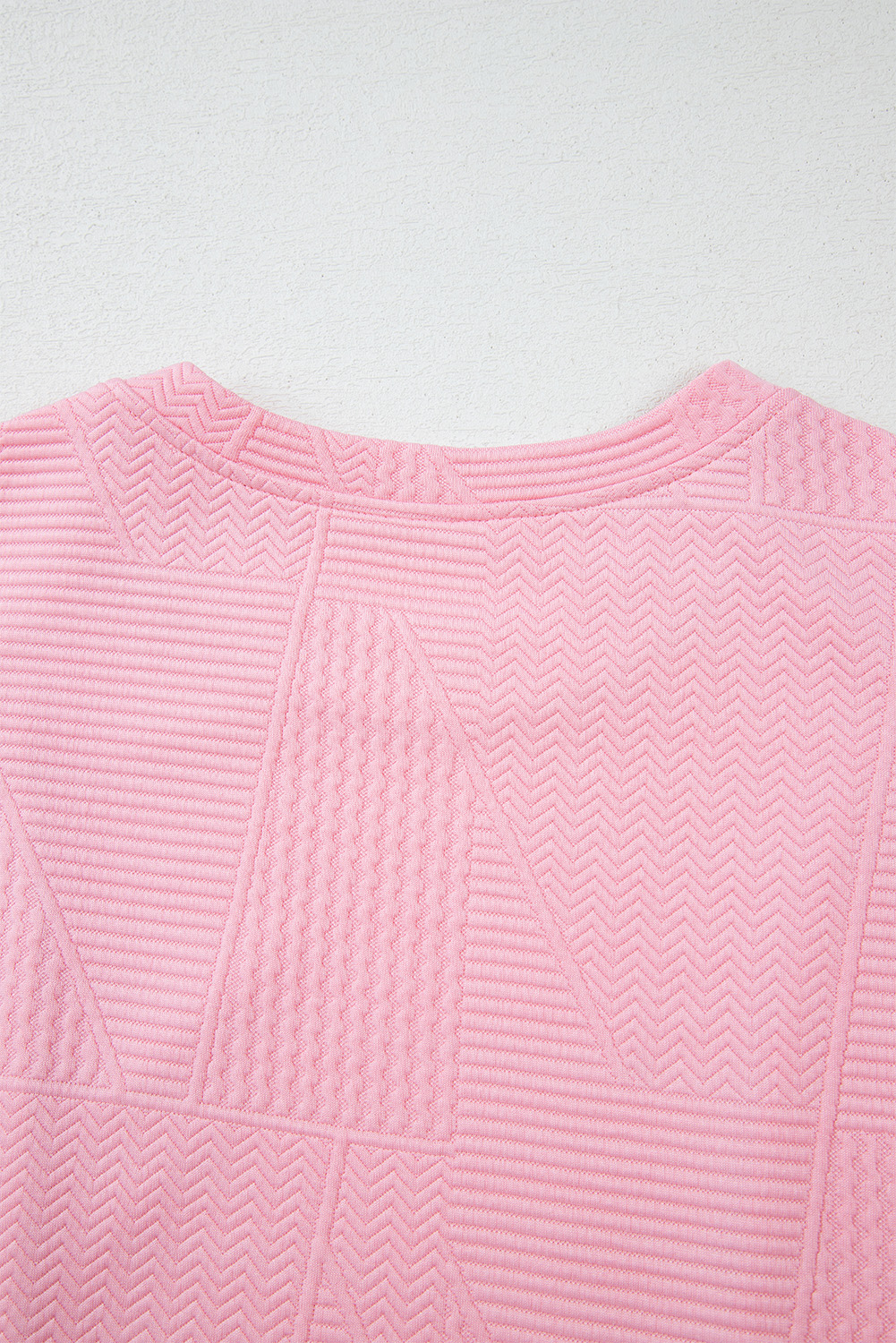 Green Solid Color Quilted Long Sleeve Top and Wide Leg Pants Set