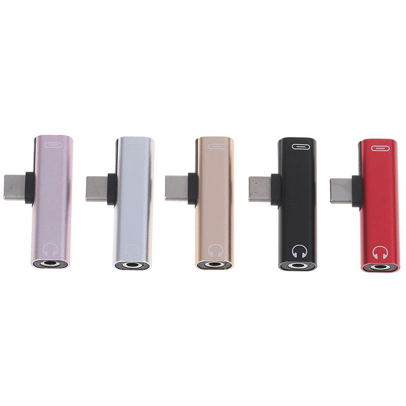 2 In 1 Type C Audio Adapter Mini Type-C To 3.5mm Jack Converter USB-C Charge Adapter Cable For Xiaomi Huawei Portable