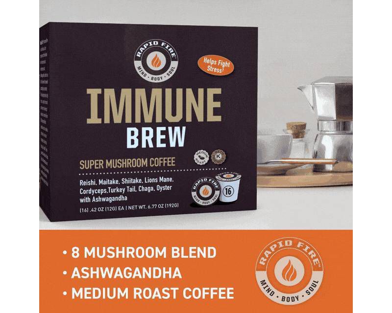 Rapid Fire Coffee Immune Brew Medium Roast Coffee Pods - 16ct