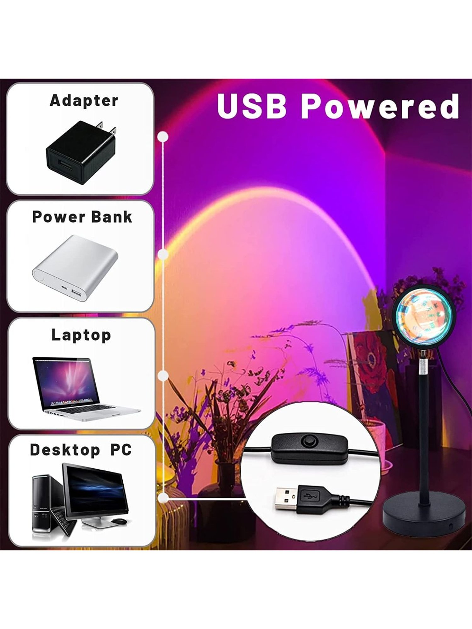 XERGY Sunset Lamp Sunset Projection Lamp Sunset Night Light , 16 colors with Remote