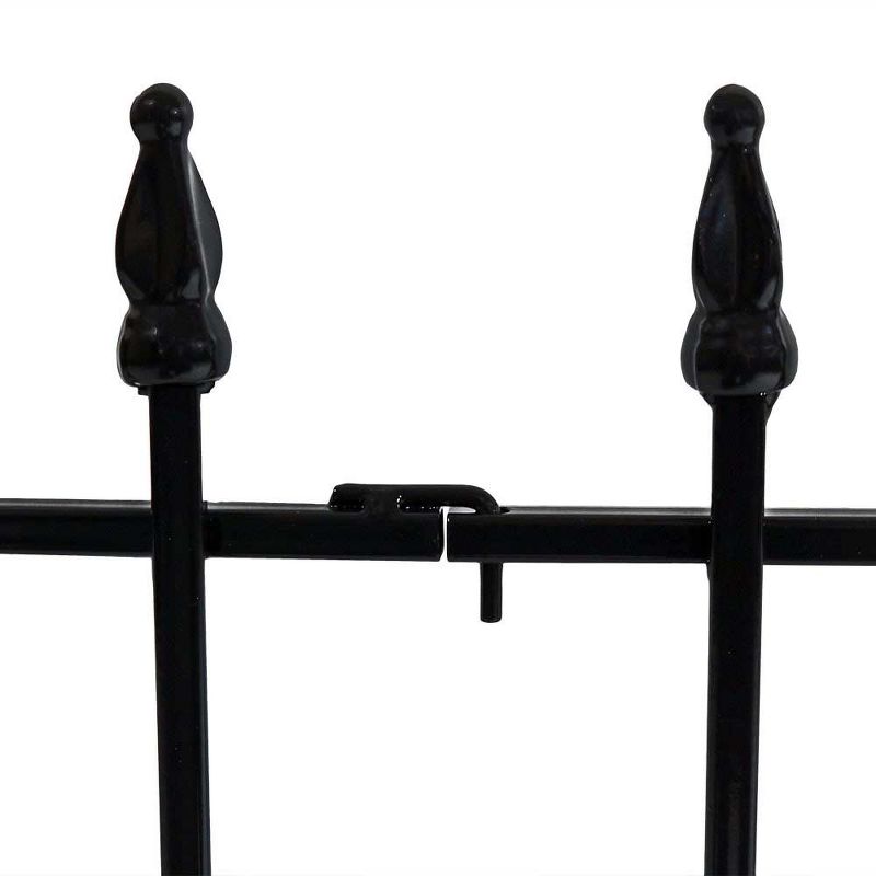 Plow & Hearth - Pewter Wrought Iron Fence - Outdoor Garden Edging with Decorative Design