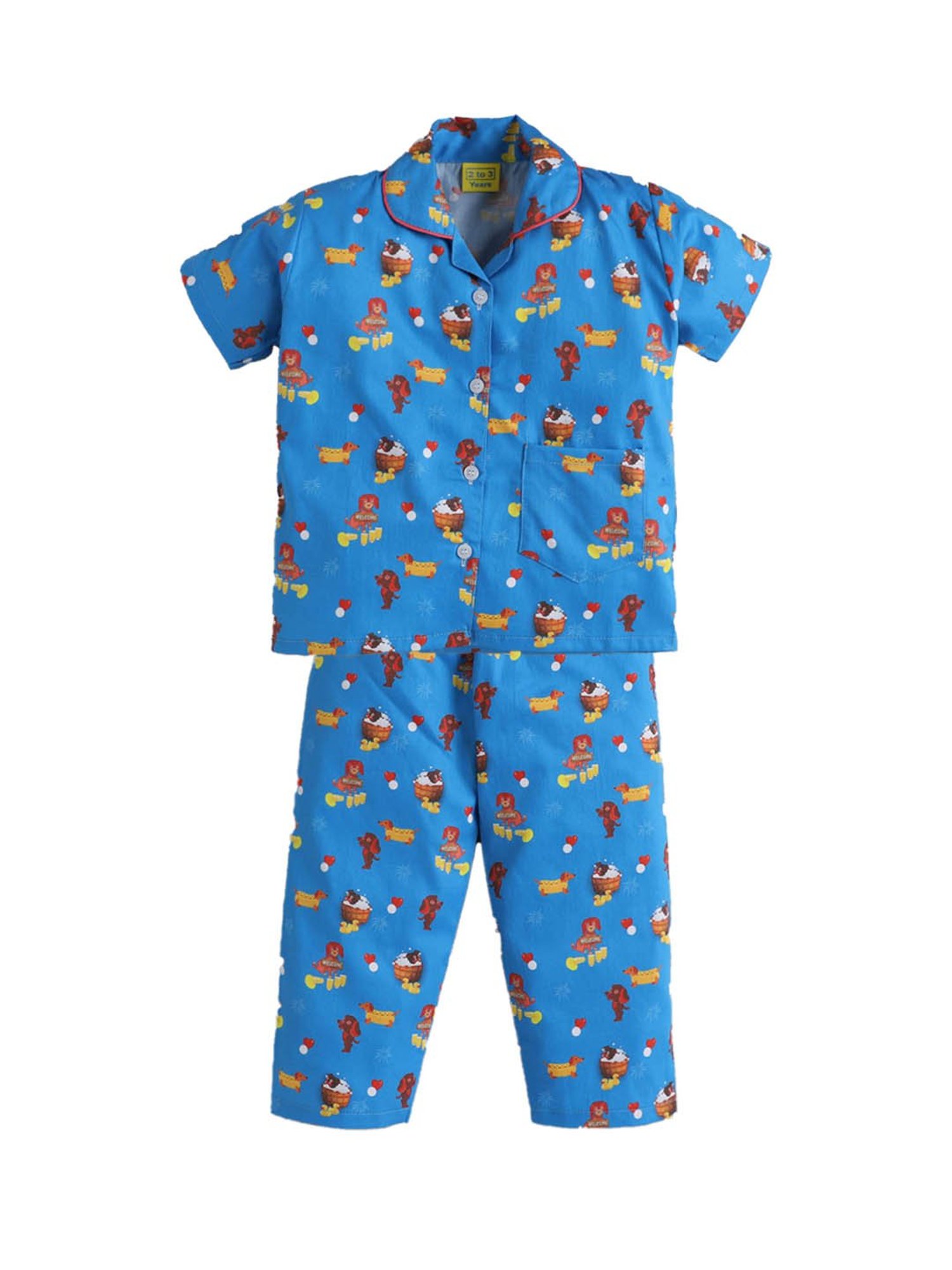 The Magic Wand Boys Blue Printed Shirt with Pyjamas