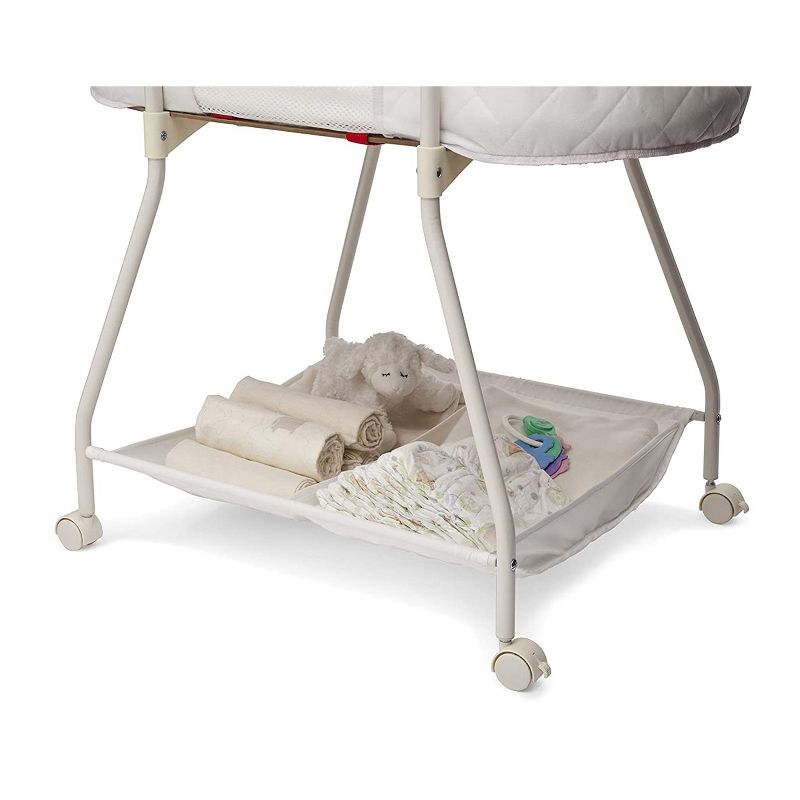 Delta Children Infant Deluxe Sweet Beginnings Bedside Covered Bassinet for Baby with Nightlight and Music, Turtle Dove