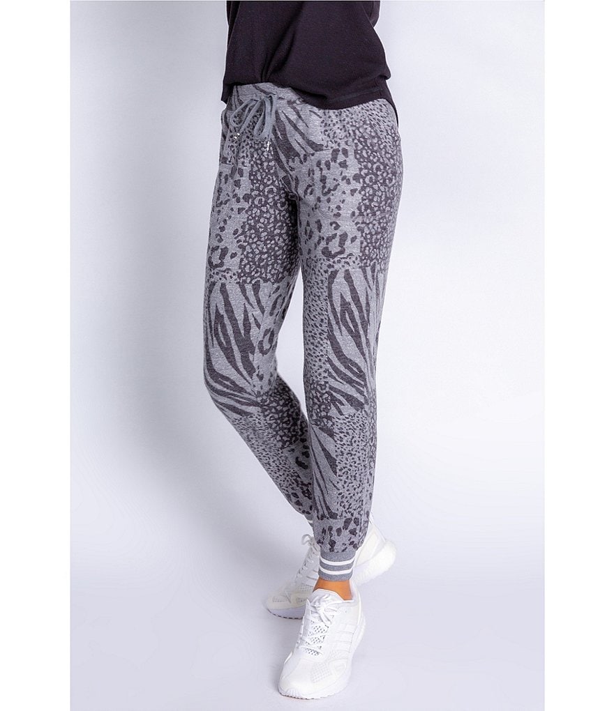PJ Salvage Animal Patch Print Knit Coordinating Lounge Joggers