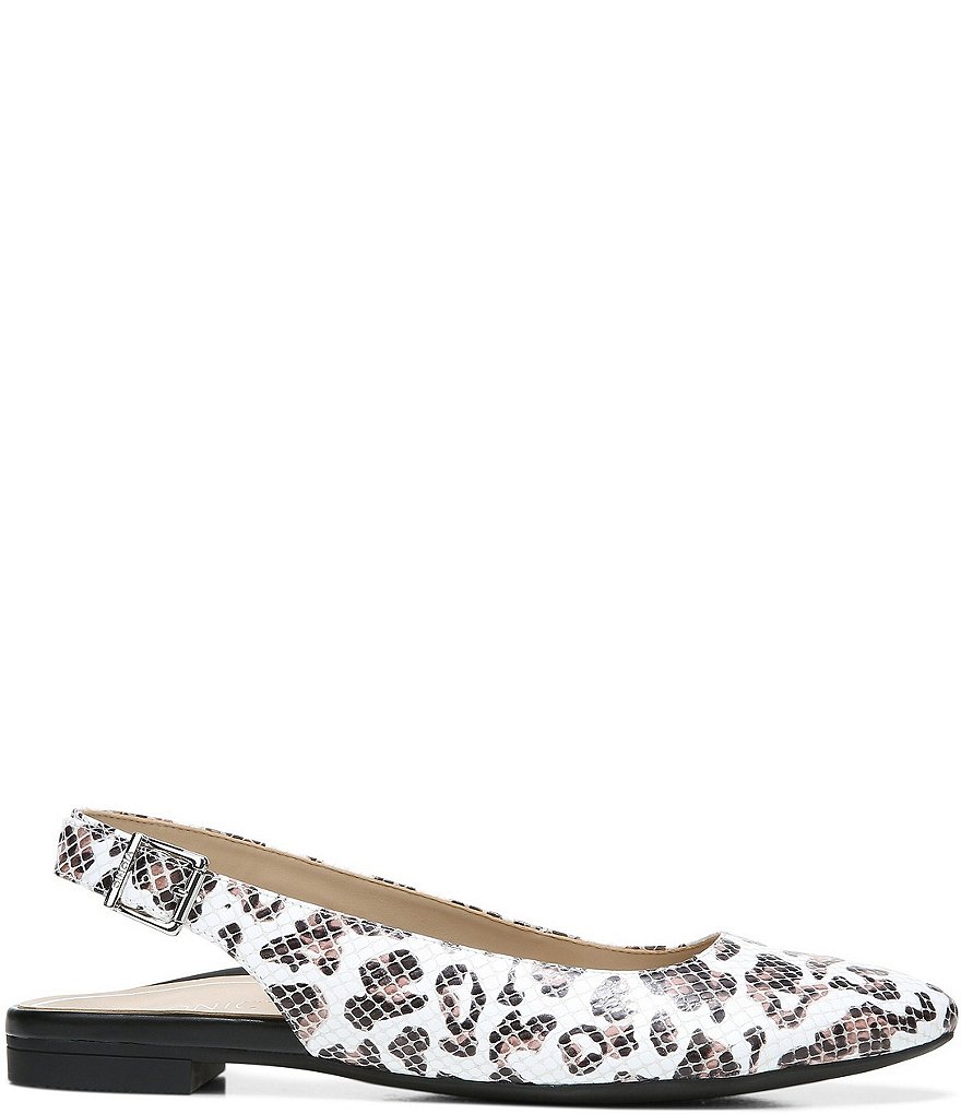 Vionic Jade Snake Embossed Leather Leopard Print Slingback Flats