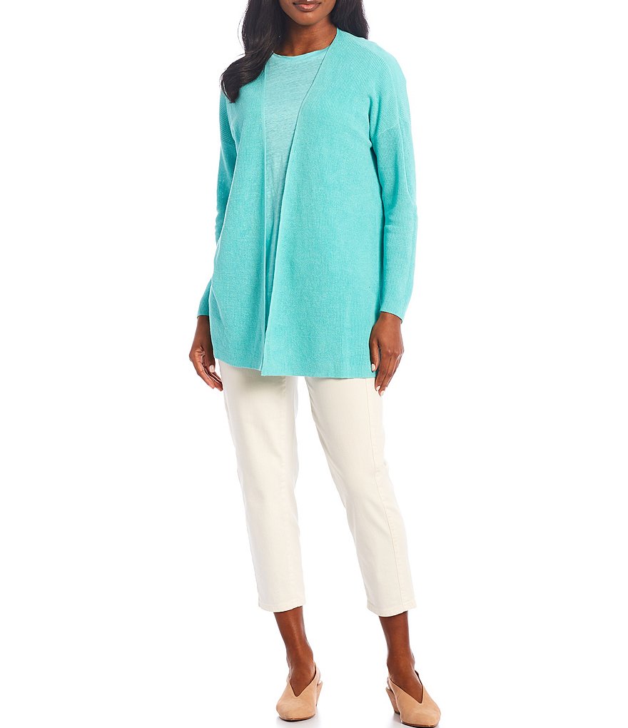 Eileen Fisher Organic Linen Organic Cotton Boxy Short Cardigan
