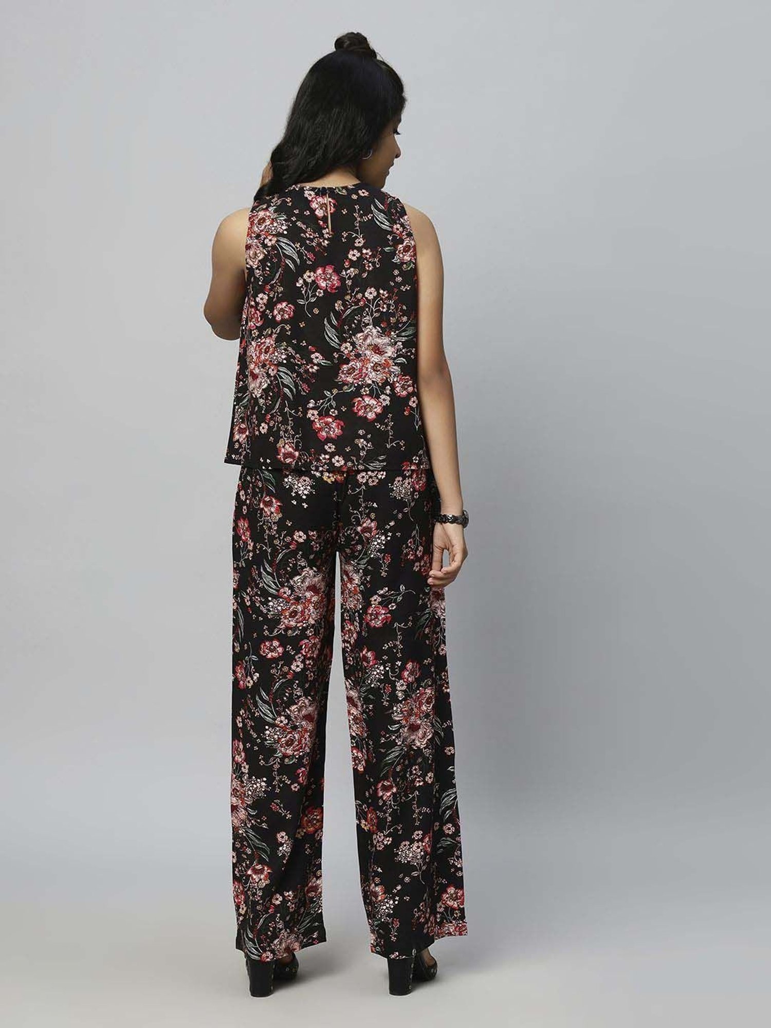 TeenTrums Kids Black & Red Floral Print Top Set