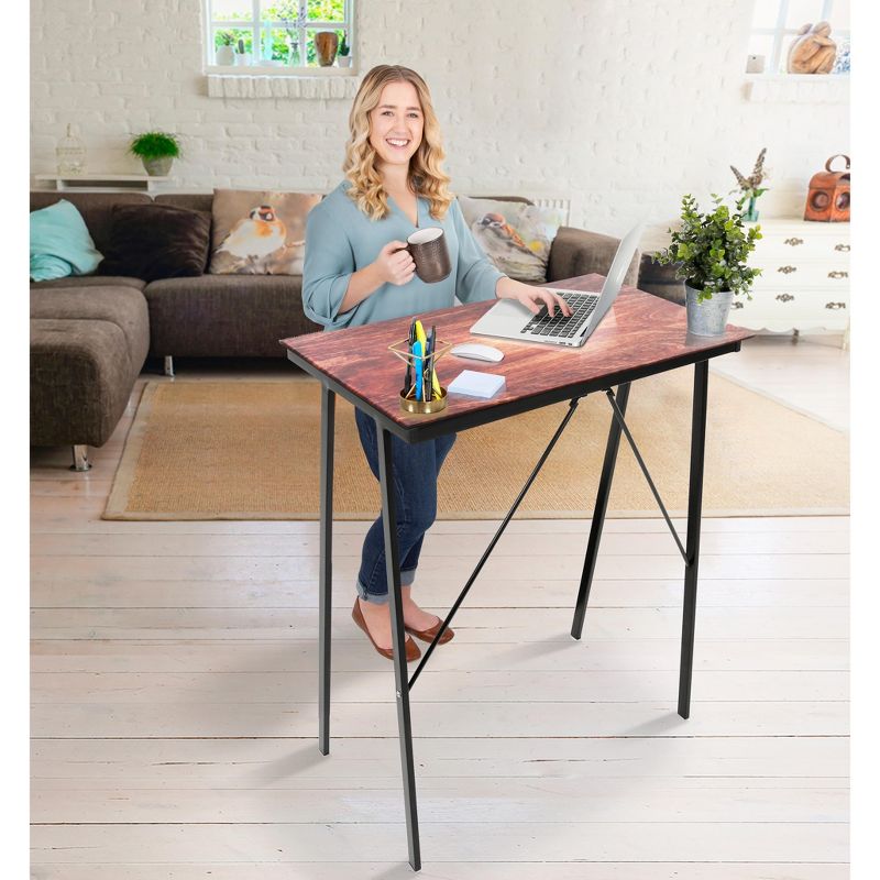 Joy Glass Standing Desk - 31" Modern Multifunctional Table - Wood Grain Print - Stand Steady