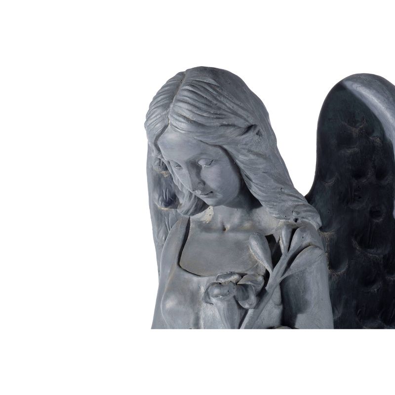 37" Indoor/Outdoor Resin Standing Angel Garden Statue Gray - Alfresco Home LLC
