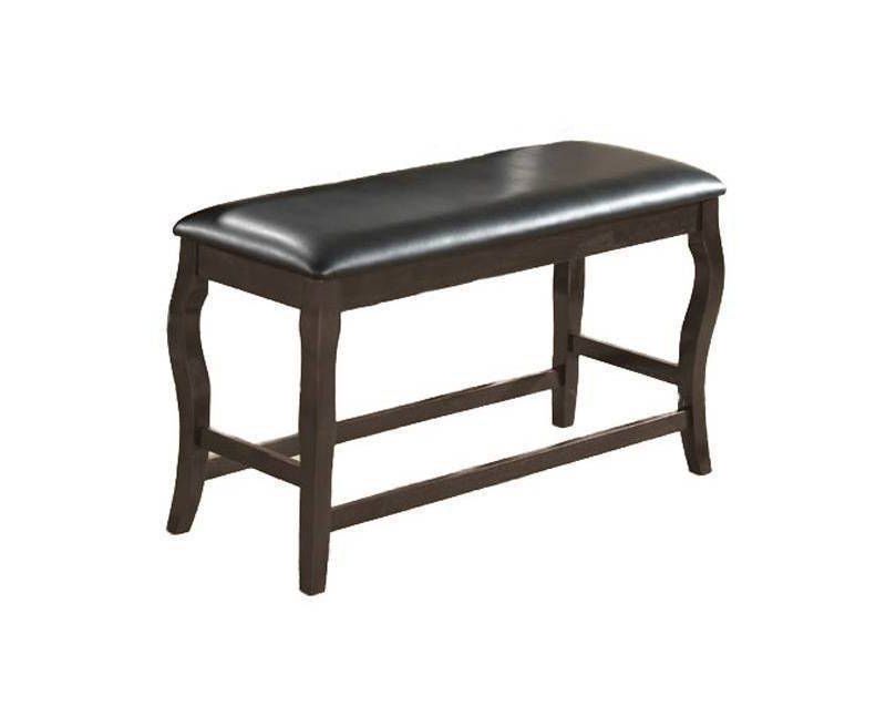 Wooden Cushioned Bench with Curvy Legs Gray - Benzara