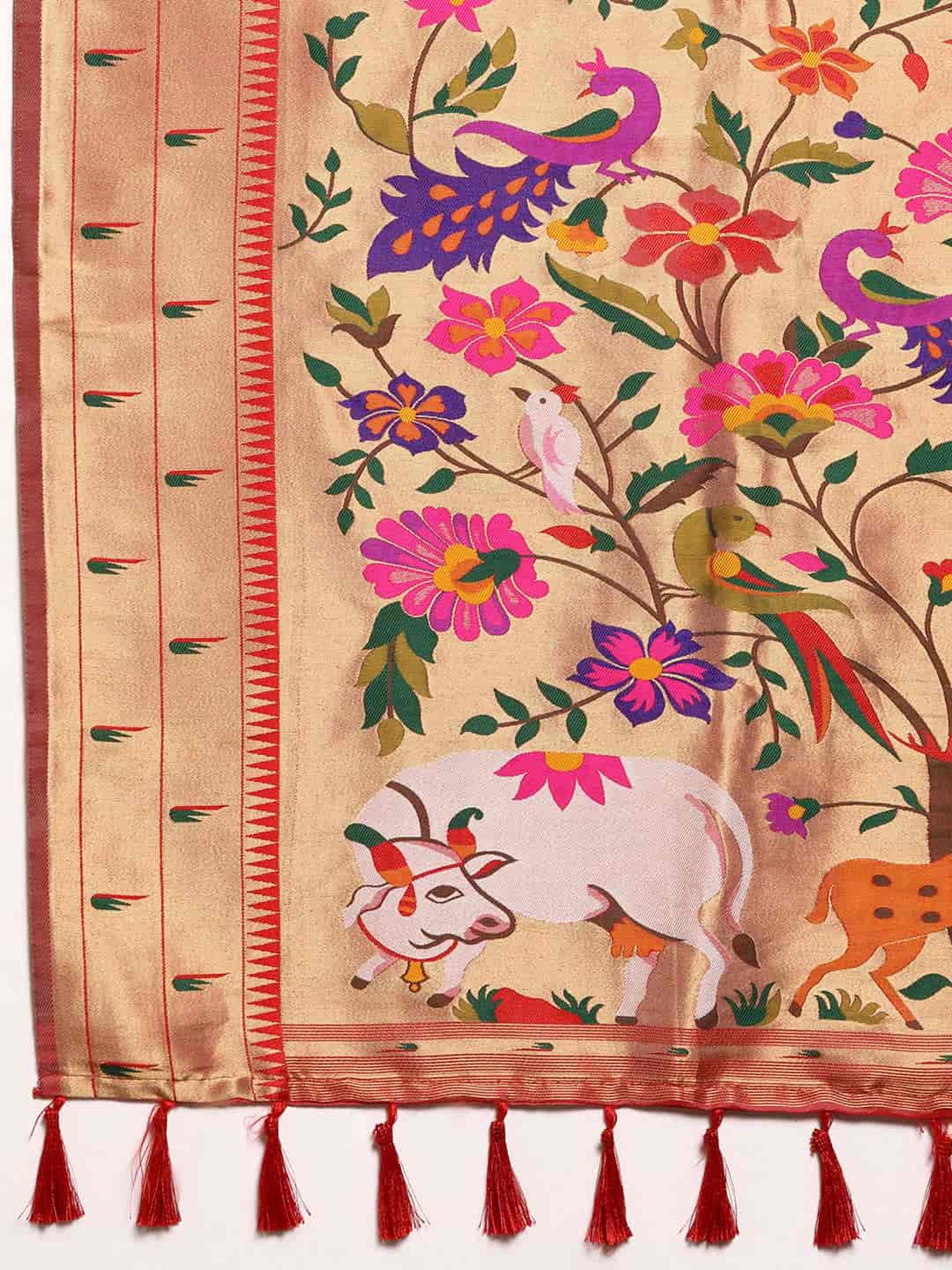 Silk Land White Woven Saree With Unstitched Blouse