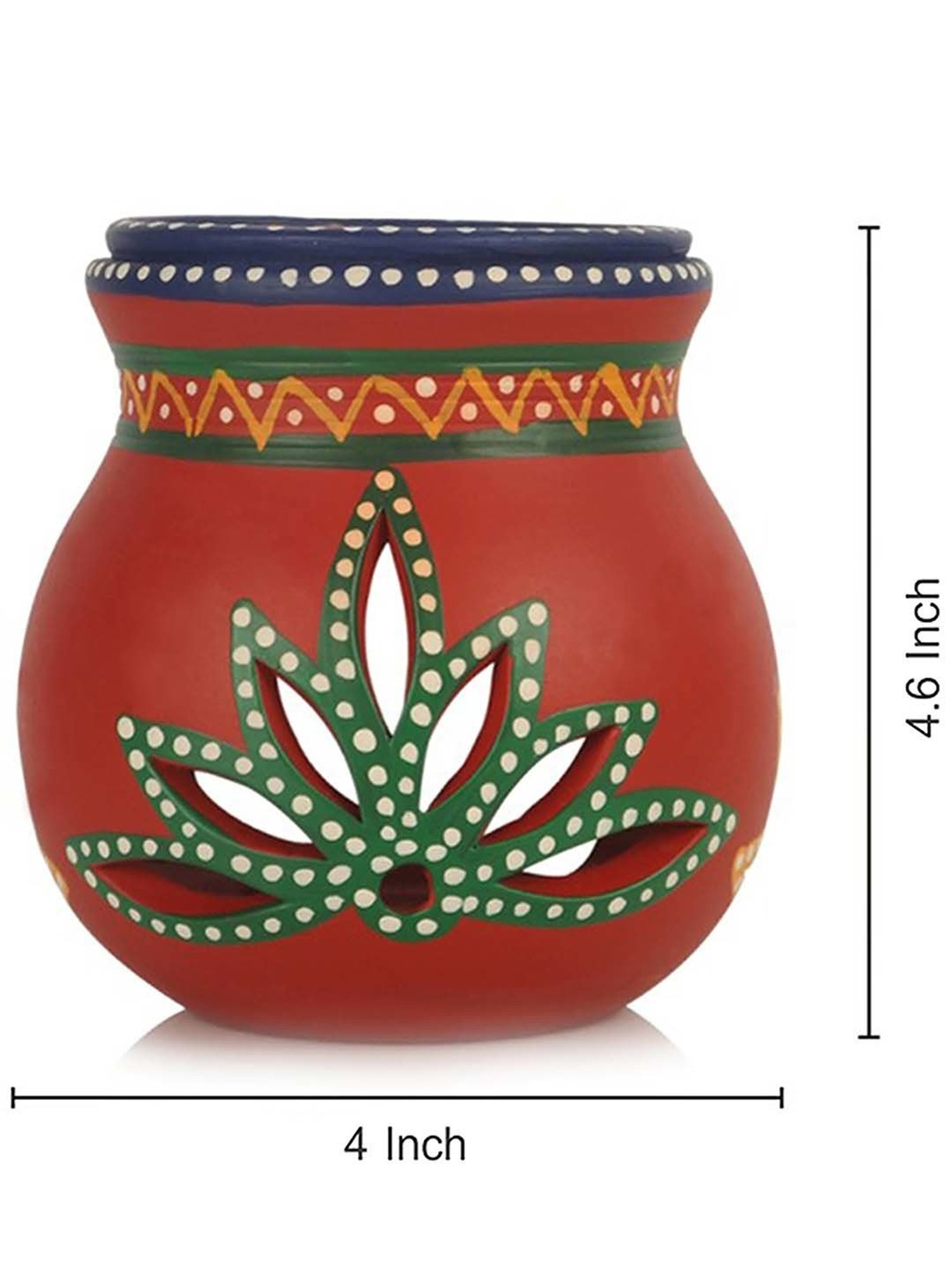 ExclusiveLane Terracotta Handpainted Aroma Diffuser In Red