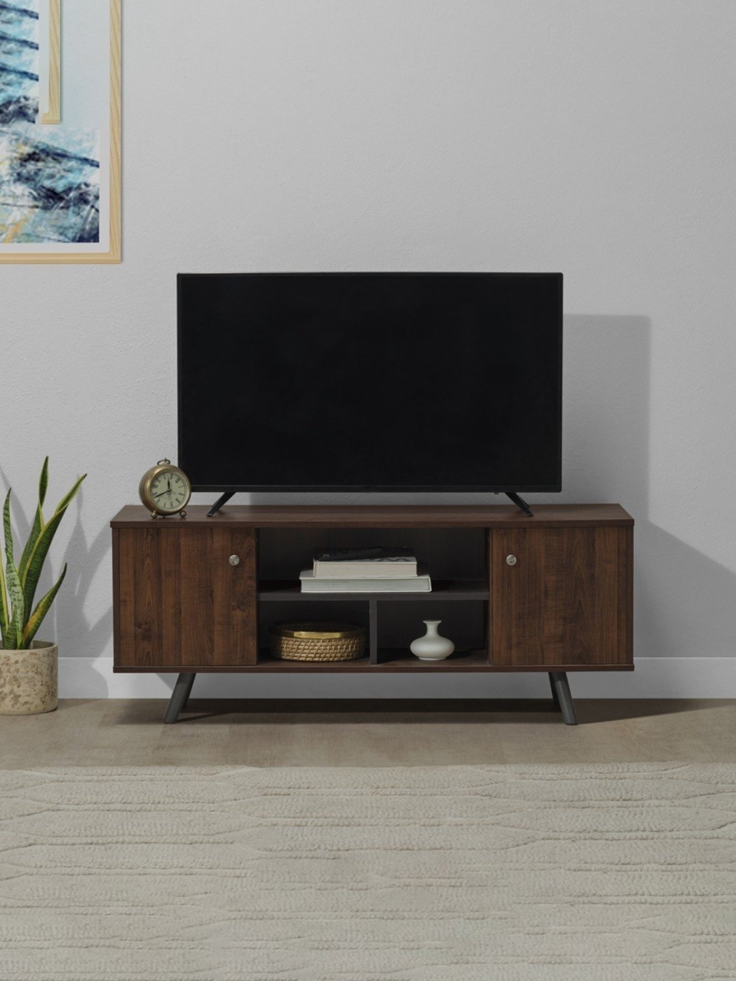 Sleepyhead Romcom Dark Brown & Slate Grey Engineered Wood TV Entertainment Unit