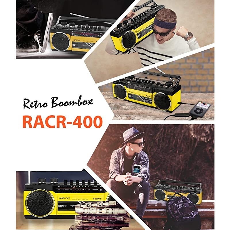 Cassette Boombox Retro Blueooth Boombox Cassette Player and Recorder AMFM SW1SW2 Radio4Band Radio USB and SD Yellow