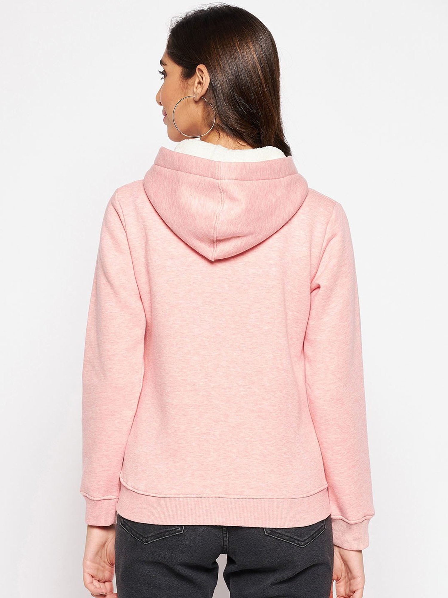 Crozo By Cantabil Peach Textured Hoodie