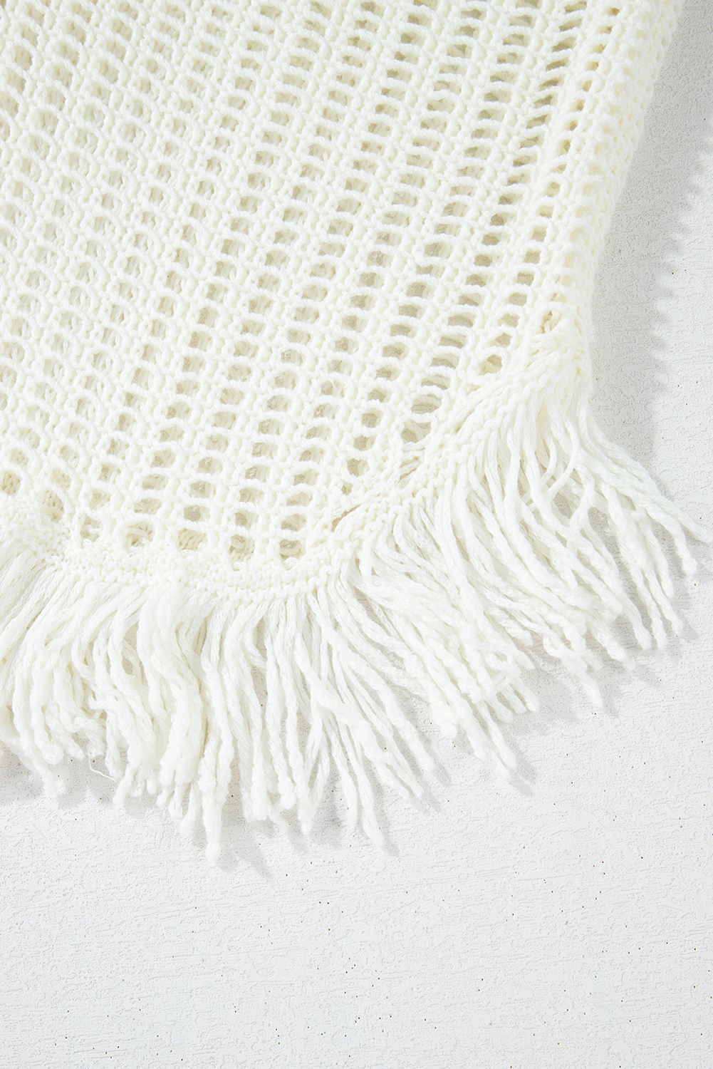 White Boho Patchwork Floral Open Front Cover Up