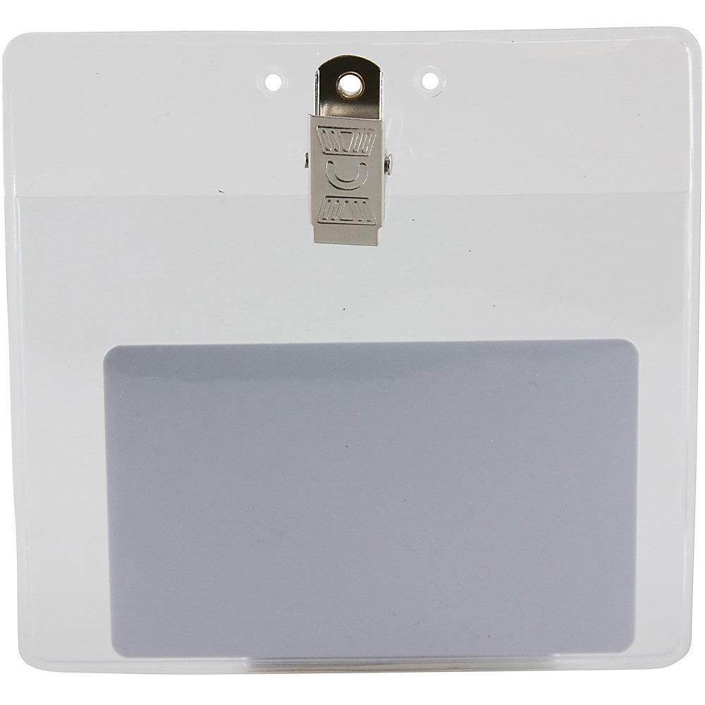 Baumgartens Vinyl Badge Holder,Clip,Horizontal,4"x3",50/PK, CL 67840