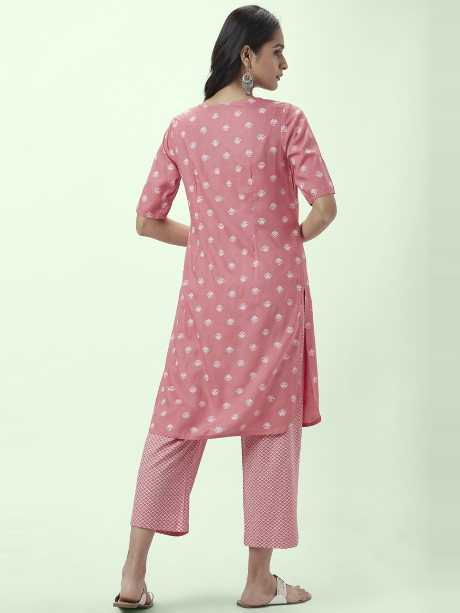 Rangmanch by Pantaloons Pink Printed Kurta Pant Set
