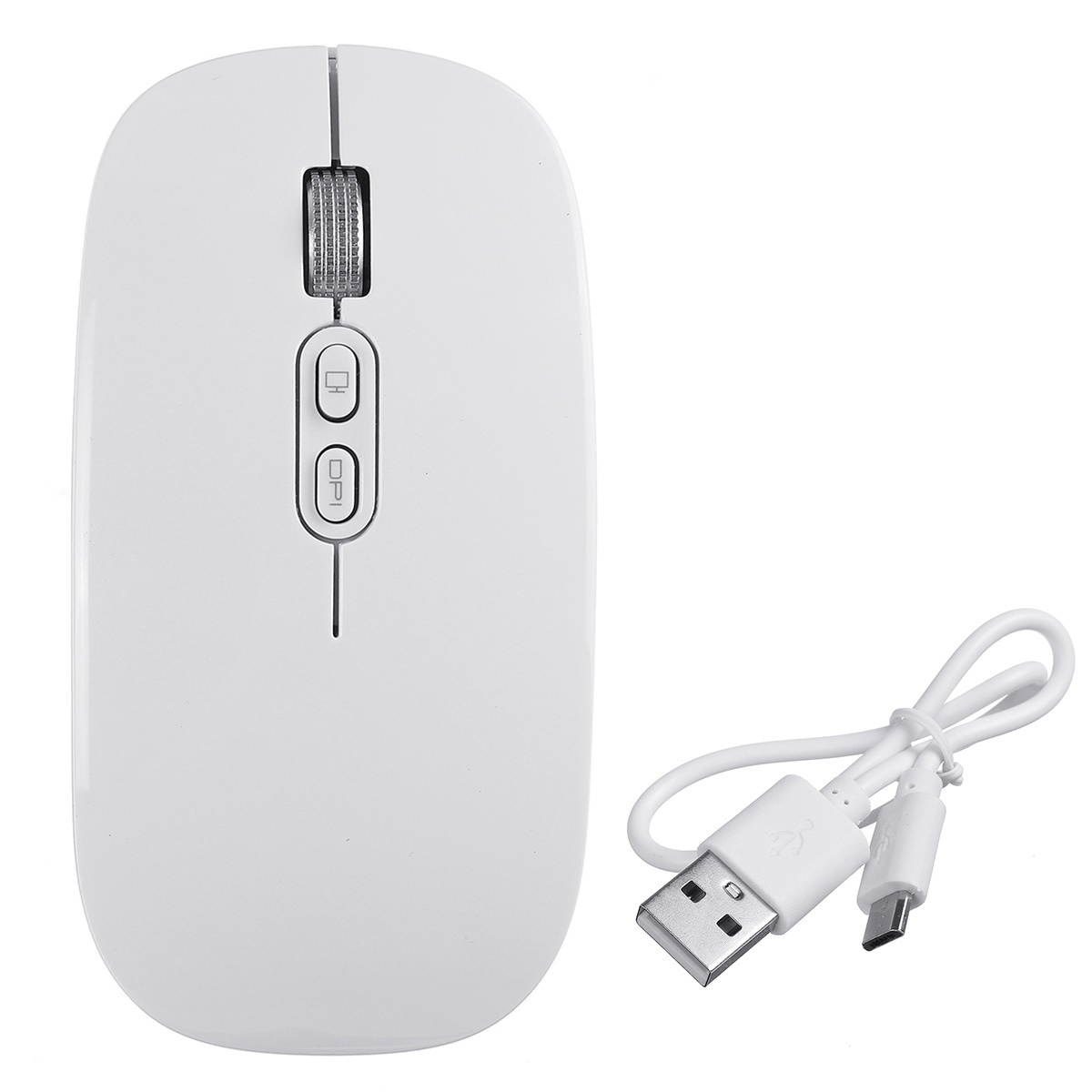 FMOUSE M103 500mAh 2.4GHz Double Modes DPI Adjustable  bluetooth 5.0 Wireless USB Rechargeable Optical Mouse for PC Laptop Mobile Phone 2/White