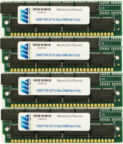 64MB (4 X16MB) 30pin SIMM RAM MEMORY 16X8 FOR MAC PERFORMA, QUADRA, IIsi,IIcx