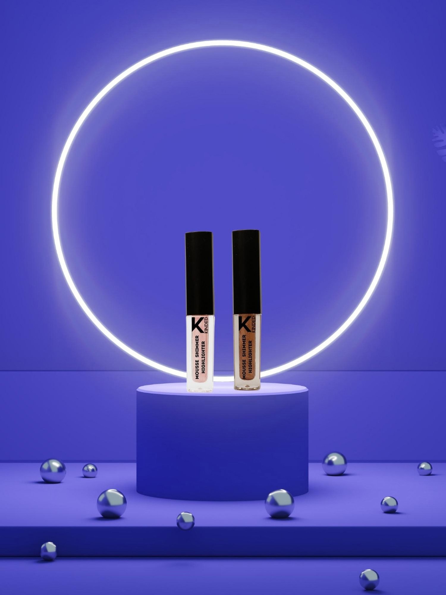 KINDED Mousse Shimmer Highlighter 01 Pink Paradise & 03 Cool Copper Combo