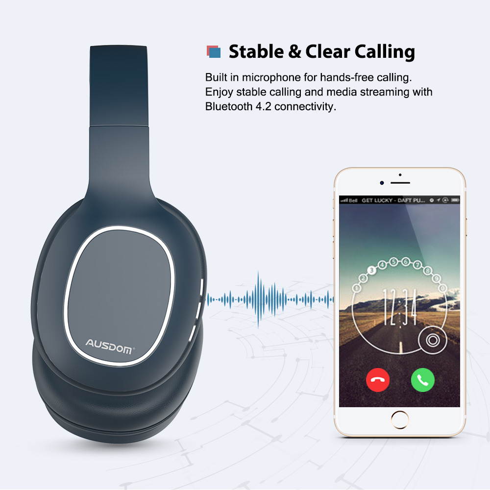 Ausdom M09 Wireless Headphones Bluetooth 4.2 Headset Foldable Deep Bass Bluetooth Headphone for iPhone Xiaomi Support TF Card